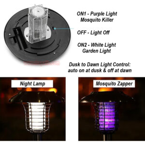Outdoor Garden Waterproof Solar Bug Zapper UV LED Light Electric Fly Pest Killer Mosquito Killer Lamp - Image 7