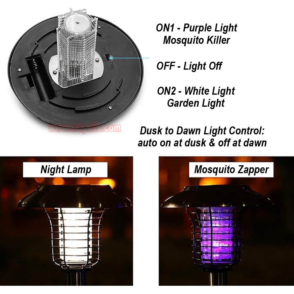 Outdoor Garden Waterproof Solar Bug Zapper UV LED Light Electric Fly Pest Killer Mosquito Killer Lamp - Image 7