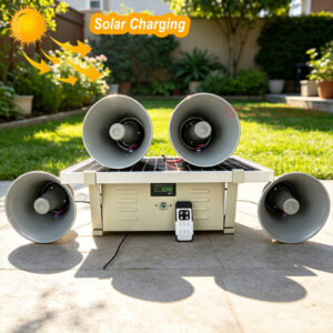 Garden Orchard Solar Powered Red Blue Strobe Lights 360° Coverage Bird Repeller with Remote Control - Image 13