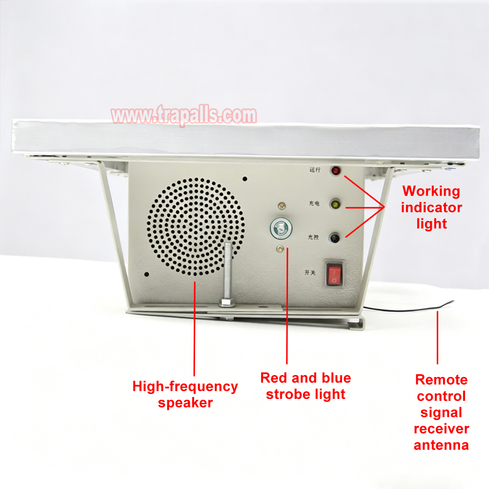 Garden Orchard Solar Powered Red Blue Strobe Lights 360° Coverage Bird Repeller with Remote Control - Image 5