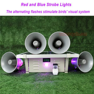 Garden Orchard Solar Powered Red Blue Strobe Lights 360° Coverage Bird Repeller with Remote Control - Image 9