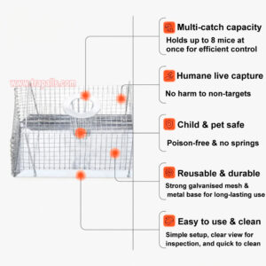Indoor Warehouse Humane Escape-Proof Design Reusable Mouse Cage Multi-Catch Live Mouse Trap - Image 4