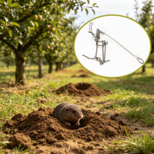 Outdoor Garden Stainless Steel Coil Spring Vole Kill Gopher Catcher Mole Trap with Tether - Image 14