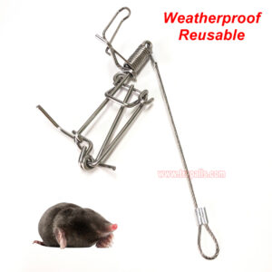 Outdoor Garden Stainless Steel Coil Spring Vole Kill Gopher Catcher Mole Trap with Tether - Image 6