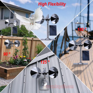 Yard Roof Solar and Wind Hybrid Drive Bird Scare Device 180 Degree Rotating Reflective Bird Repeller - Image 7
