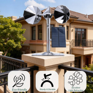Yard Roof Solar and Wind Hybrid Drive Bird Scare Device 180 Degree Rotating Reflective Bird Repeller - Image 9