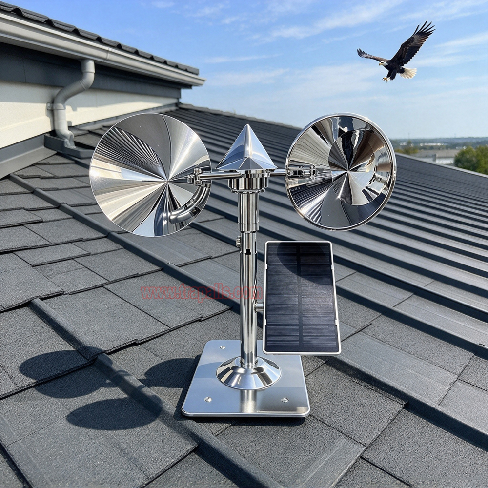 Yard Roof Solar Charging Wind Hybrid Drive Bird Scare Device 180 Degree Rotating Reflective Bird Repeller - Image 12