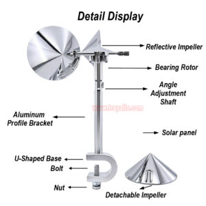 Yard Roof Wind Hybrid Drive Bird Scare Device 180 Degree Rotating Reflective Bird Repeller - Image 14