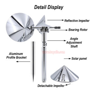 Yard Roof Wind Hybrid Drive Bird Scare Device 180 Degree Rotating Reflective Bird Repeller - Image 16