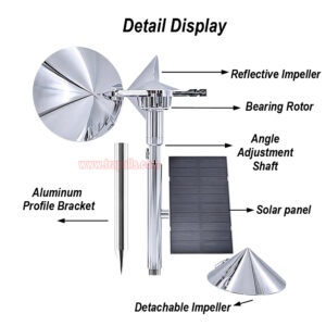 Yard Roof Solar Charging Wind Hybrid Drive Bird Scare Device 180 Degree Rotating Reflective Bird Repeller - Image 16