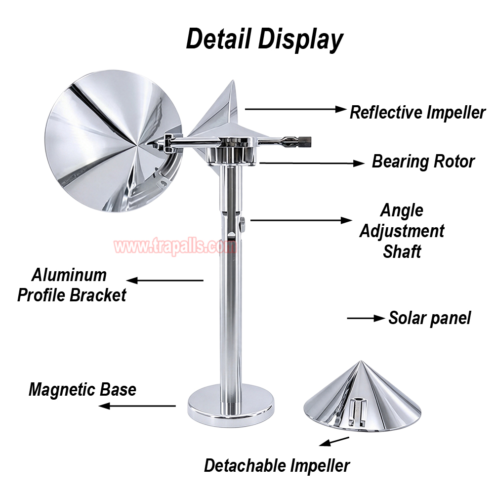 Yard Roof Wind Hybrid Drive Bird Scare Device 180 Degree Rotating Reflective Bird Repeller - Image 18