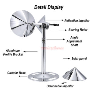 Yard Roof Wind Hybrid Drive Bird Scare Device 180 Degree Rotating Reflective Bird Repeller - Image 20