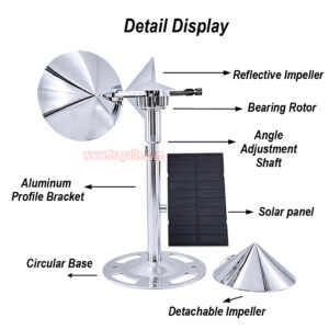Yard Roof Solar Charging Wind Hybrid Drive Bird Scare Device 180 Degree Rotating Reflective Bird Repeller - Image 20