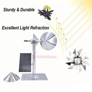 Yard Roof Solar Charging Wind Hybrid Drive Bird Scare Device 180 Degree Rotating Reflective Bird Repeller - Image 6