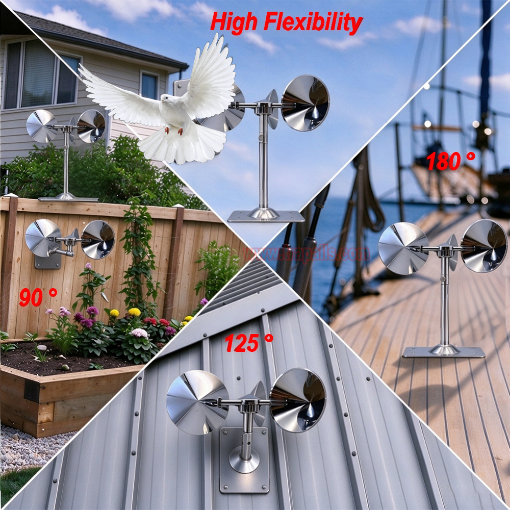 Yard Roof Wind Hybrid Drive Bird Scare Device 180 Degree Rotating Reflective Bird Repeller - Image 7