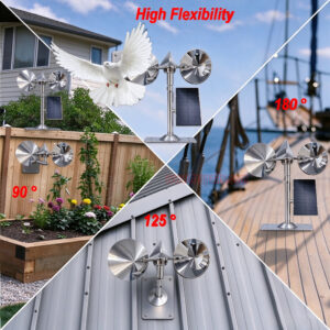Yard Roof Solar Charging Wind Hybrid Drive Bird Scare Device 180 Degree Rotating Reflective Bird Repeller - Image 7