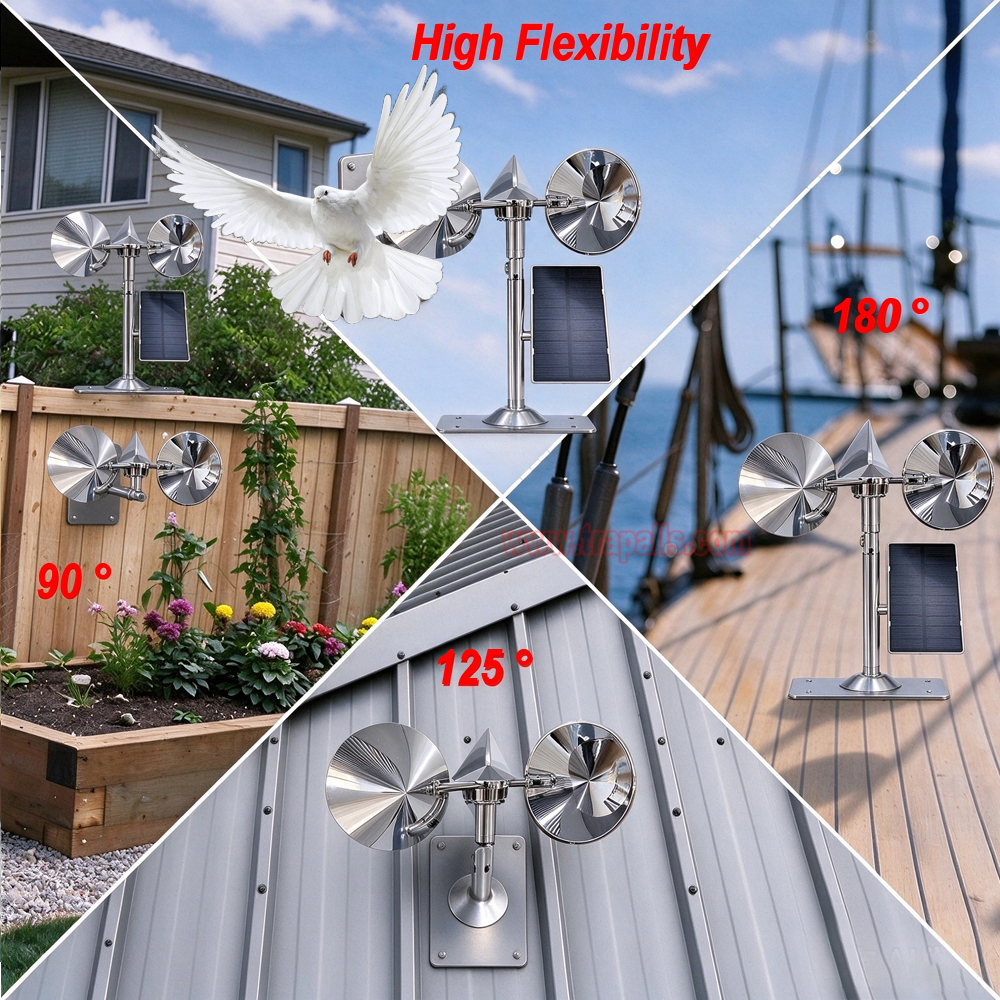 Yard Roof Solar Charging Wind Hybrid Drive Bird Scare Device 180 Degree Rotating Reflective Bird Repeller - Image 7