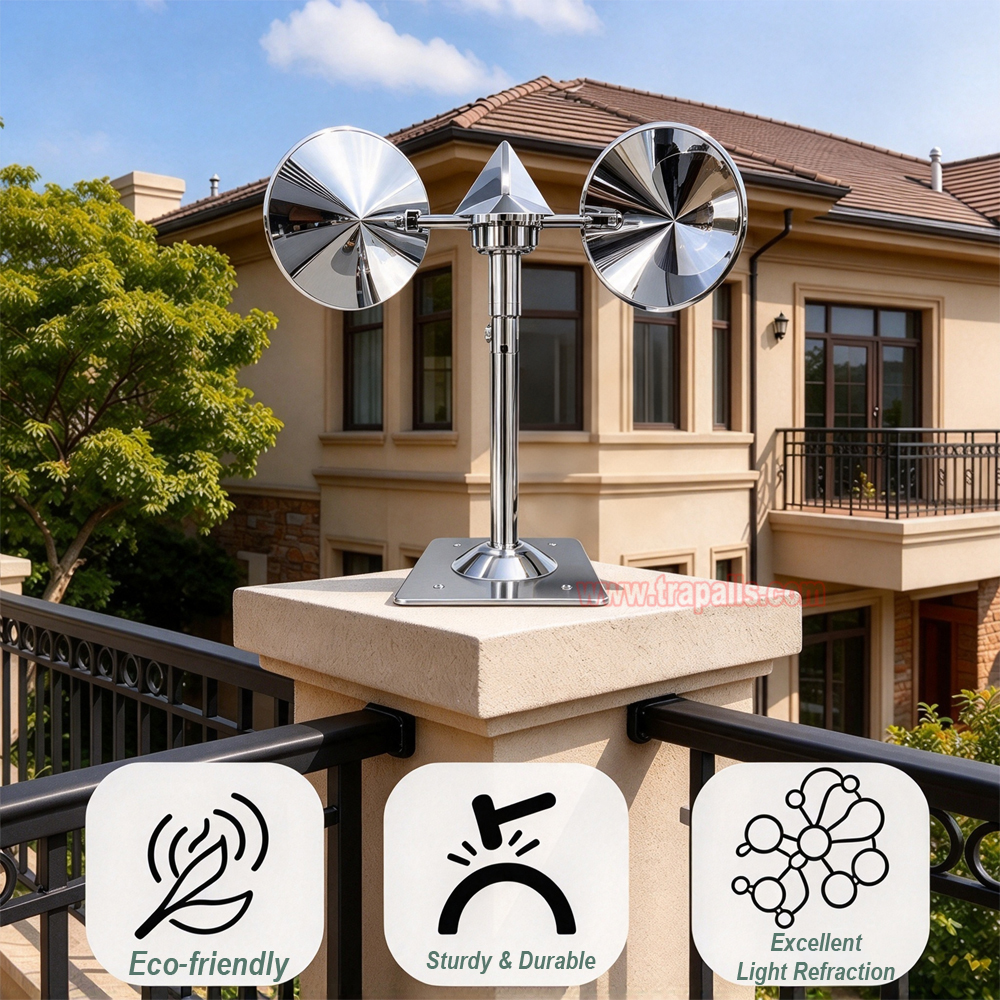 Yard Roof Wind Hybrid Drive Bird Scare Device 180 Degree Rotating Reflective Bird Repeller - Image 8