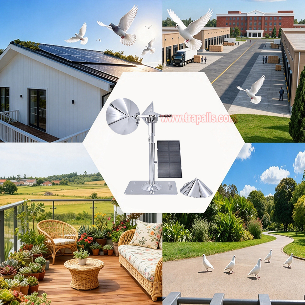 Yard Roof Solar Charging Wind Hybrid Drive Bird Scare Device 180 Degree Rotating Reflective Bird Repeller - Image 10