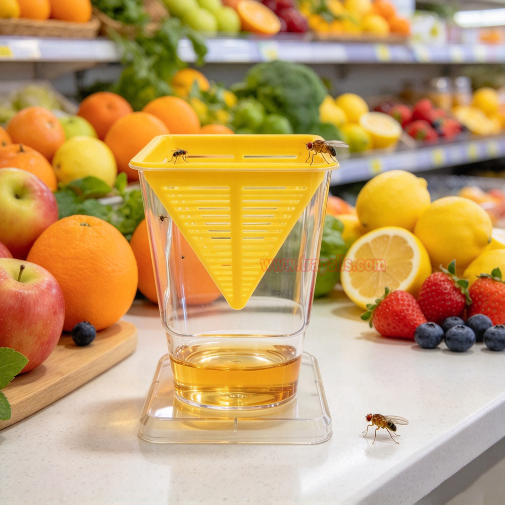 Home Kitchen Reusable Insects Bug Live Catch Release Fruit Fly Yellow Attraction Design Fruit Fly Trap - Image 9